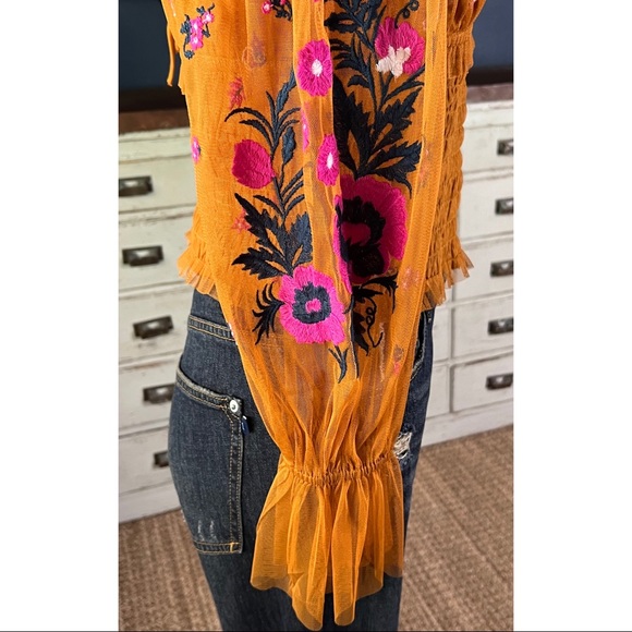 Anthropologie Smocked Tulle Blouse Top MP - Picture 3 of 16